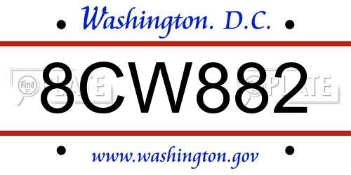 8CW882 District Of Columbia License Plate