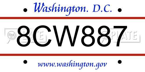 8CW887 District Of Columbia License Plate