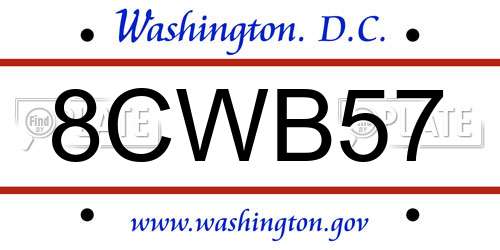 8CWB57 District Of Columbia License Plate
