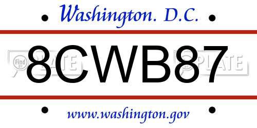 8CWB87 District Of Columbia License Plate