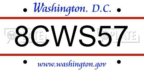 8CWS57 District Of Columbia License Plate