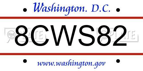 8CWS82 District Of Columbia License Plate