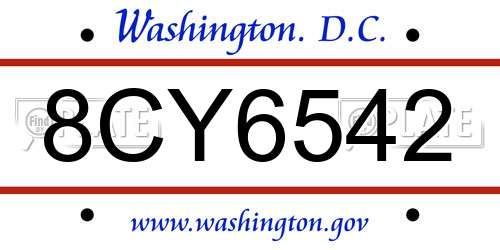 8CY6542 District Of Columbia License Plate
