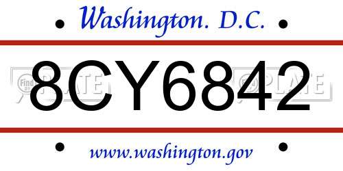 8CY6842 District Of Columbia License Plate