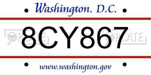 8CY867 District Of Columbia License Plate