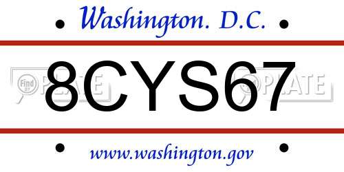 8CYS67 District Of Columbia License Plate