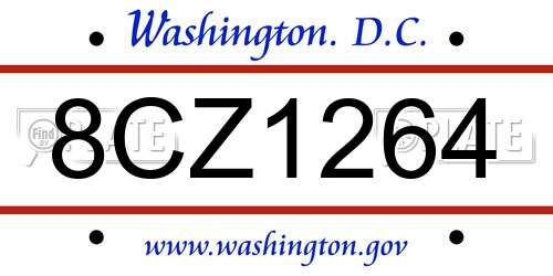 8CZ1264 District Of Columbia License Plate