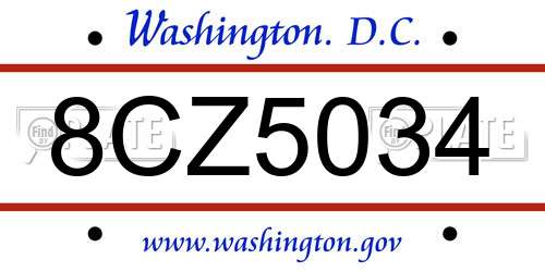 8CZ5034 District Of Columbia License Plate