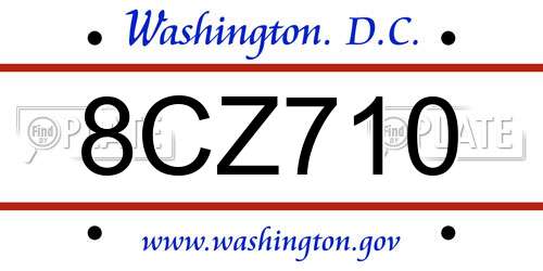 8CZ710 District Of Columbia License Plate