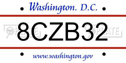 8CZB32 District Of Columbia License Plate