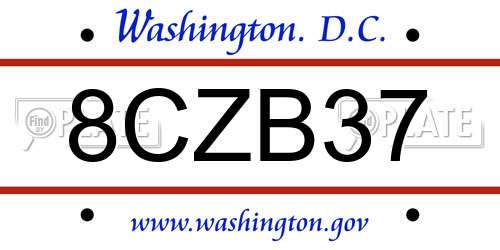 8CZB37 District Of Columbia License Plate