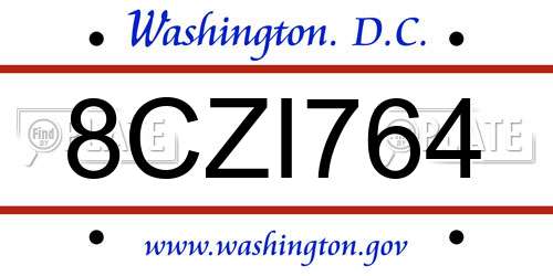 8CZI764 District Of Columbia License Plate