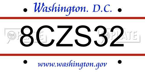 8CZS32 District Of Columbia License Plate