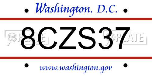 8CZS37 District Of Columbia License Plate
