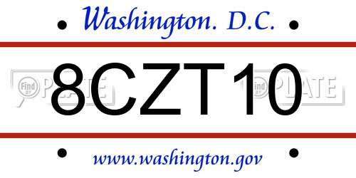 8CZT10 District Of Columbia License Plate
