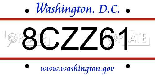 8CZZ61 District Of Columbia License Plate