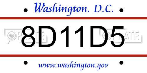 8D11D5 District Of Columbia License Plate