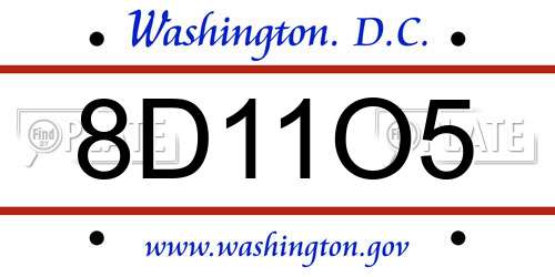 8D11O5 District Of Columbia License Plate