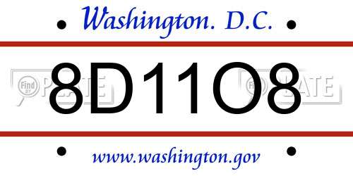 8D11O8 District Of Columbia License Plate
