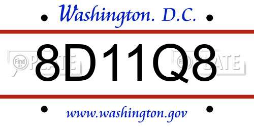 8D11Q8 District Of Columbia License Plate