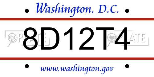 8D12T4 District Of Columbia License Plate