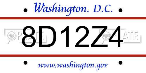 8D12Z4 District Of Columbia License Plate