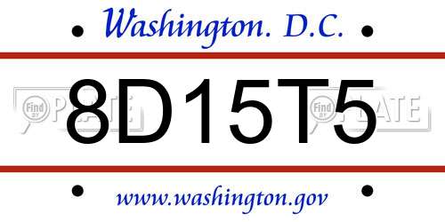 8D15T5 District Of Columbia License Plate