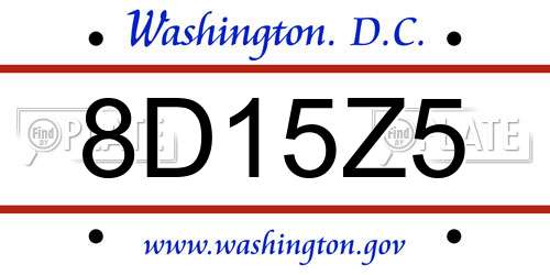 8D15Z5 District Of Columbia License Plate