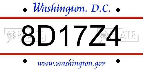 8D17Z4 District Of Columbia License Plate