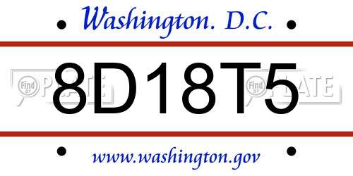 8D18T5 District Of Columbia License Plate