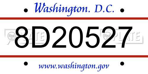 8D20527 District Of Columbia License Plate