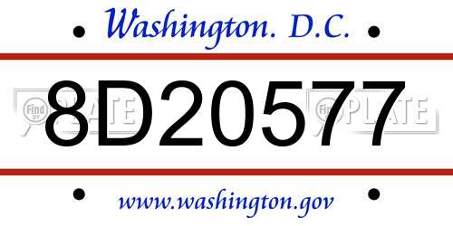 8D20577 District Of Columbia License Plate