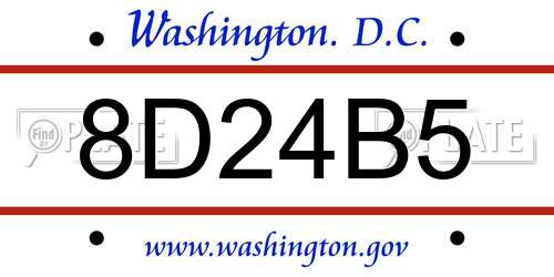 8D24B5 District Of Columbia License Plate