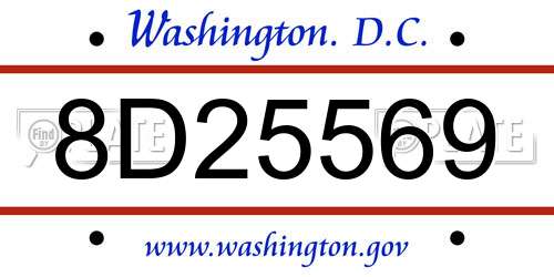 8D25569 District Of Columbia License Plate