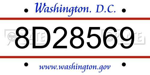 8D28569 District Of Columbia License Plate