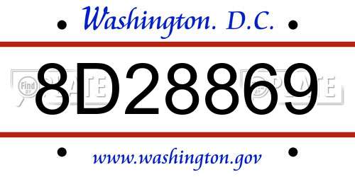 8D28869 District Of Columbia License Plate