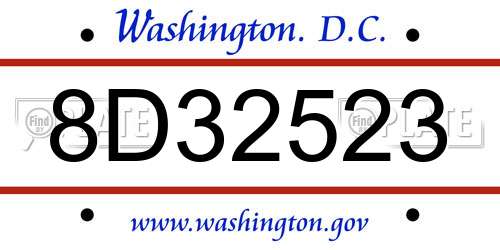 8D32523 District Of Columbia License Plate