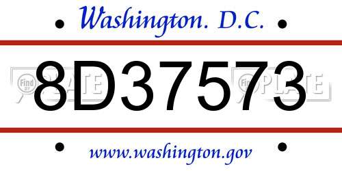 8D37573 District Of Columbia License Plate