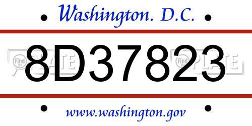 8D37823 District Of Columbia License Plate