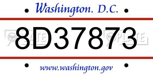 8D37873 District Of Columbia License Plate