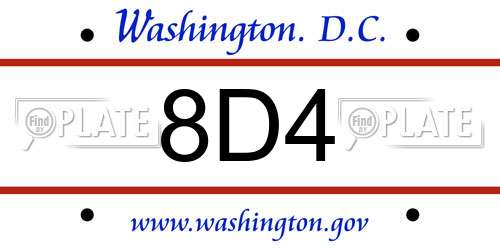 8D4 District Of Columbia License Plate