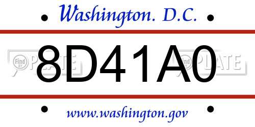 8D41A0 District Of Columbia License Plate
