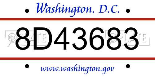 8D43683 District Of Columbia License Plate