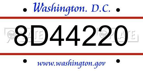 8D44220 District Of Columbia License Plate