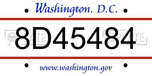 8D45484 District Of Columbia License Plate