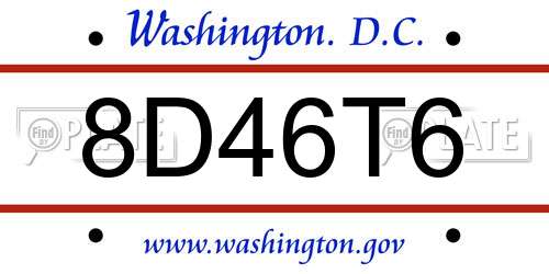 8D46T6 District Of Columbia License Plate