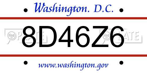 8D46Z6 District Of Columbia License Plate