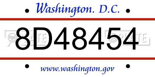8D48454 District Of Columbia License Plate