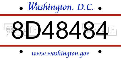 8D48484 District Of Columbia License Plate