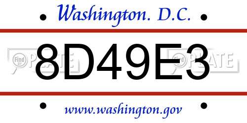 8D49E3 District Of Columbia License Plate